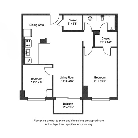 2x1 868sf Floor Plan 8200W